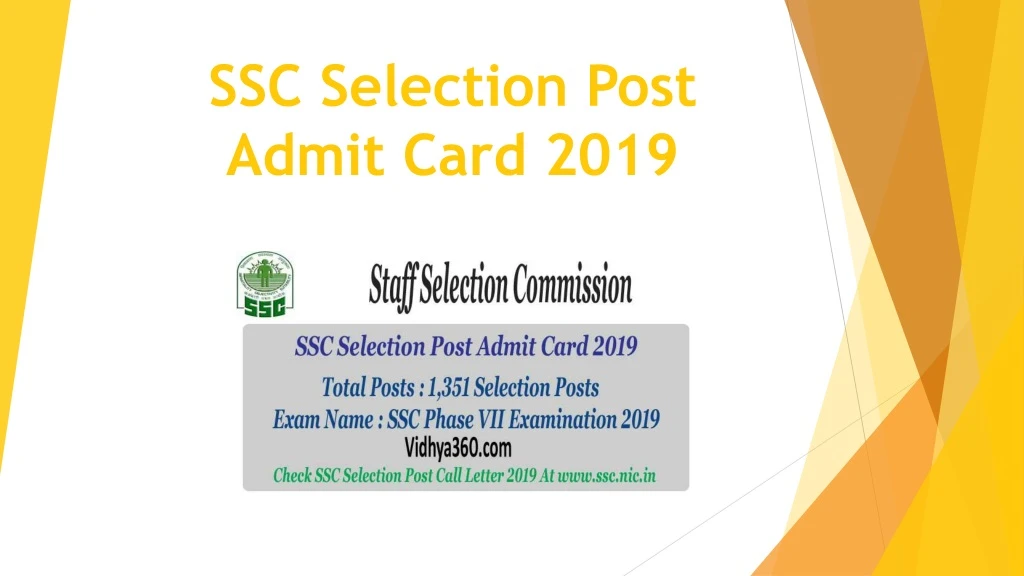 ssc selection post admit card 2019