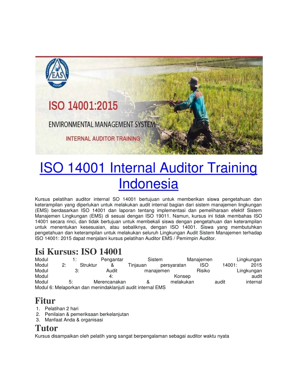 iso 14001 internal auditor training indonesia