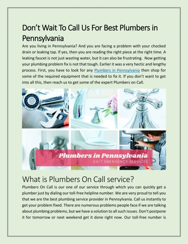 Plumbers in Pennsylvania