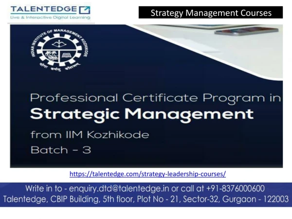 Strategic Management Courses in India