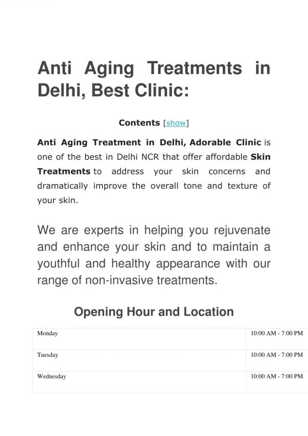 Anti Aging Treatments in Delhi