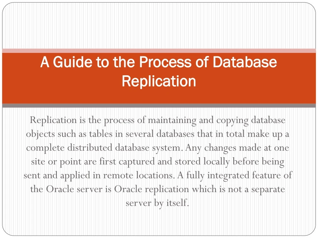 a guide to the process of database replication