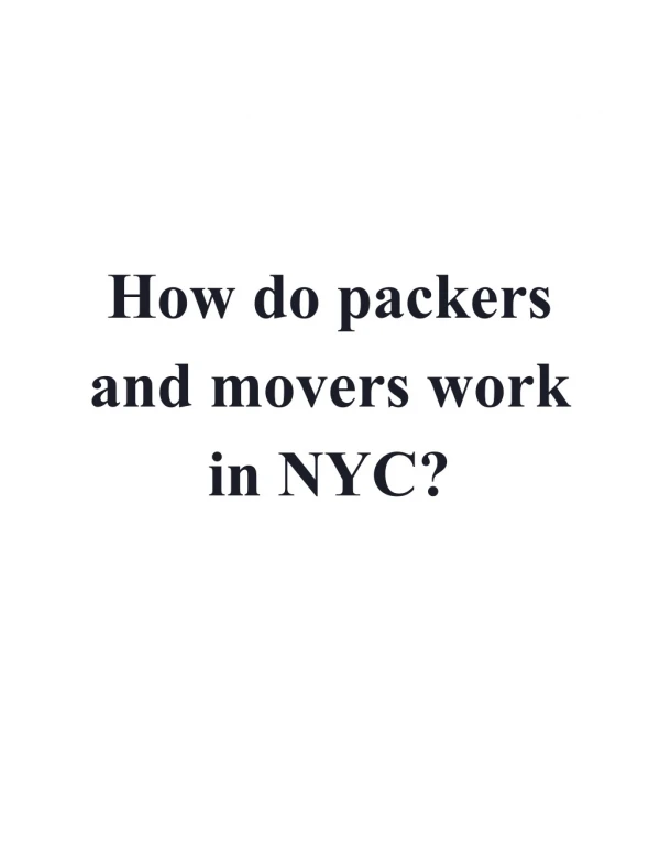 How do packers and movers work in NYC