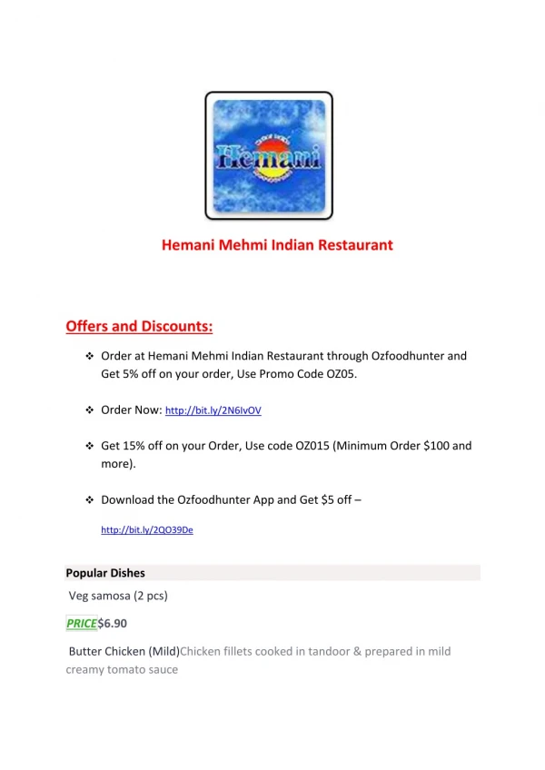15% Off - Hemani Mehmi Indian Restaurant-Liverpool - Order Food Online
