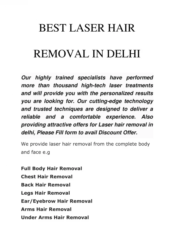 BEST LASER HAIR REMOVAL IN DELHI