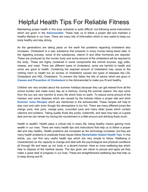 Helpful Health Tips For Reliable Fitness