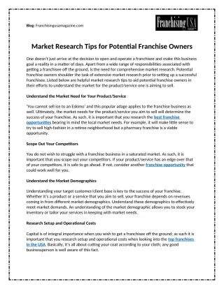 Market Research Tips for Potential Franchise Owners - slide 1