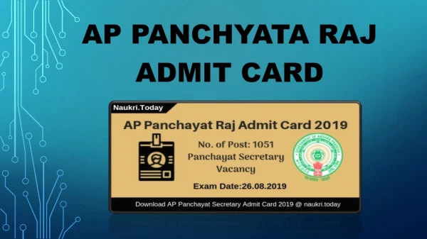 AP Panchayat Raj Admit Card 2019 For Panchayat Secretary Mians Exam