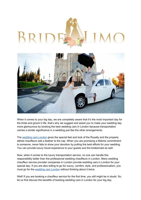 Wedding Cars London - Professional Chauffeur Service