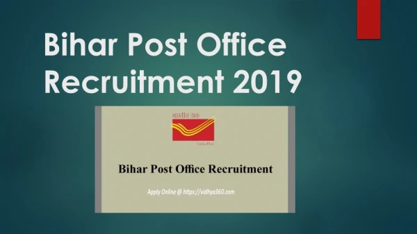Bihar Post Office Recruitment 2019: Apply Online For Bihar Postal Circle