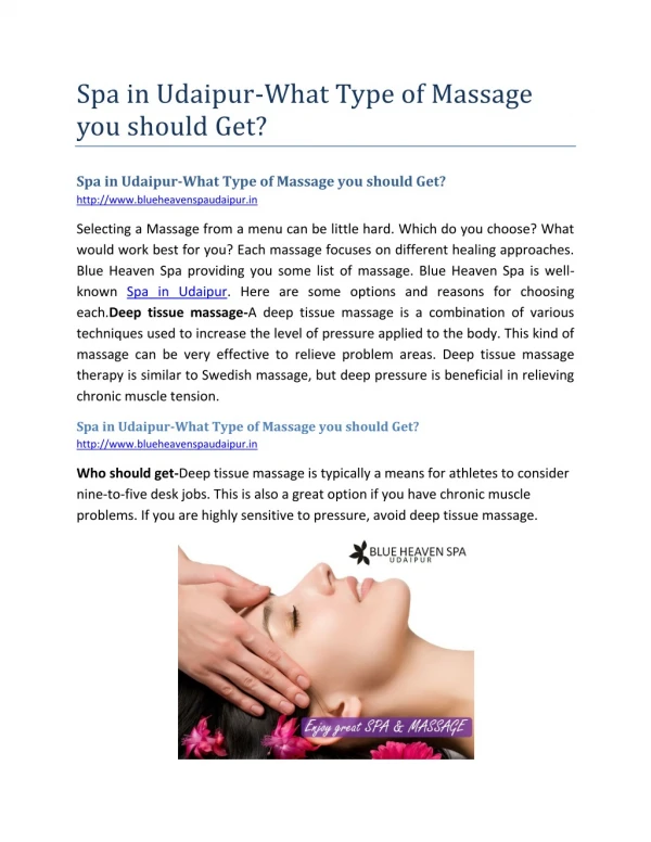 spa in udaipur what type of massage you should get