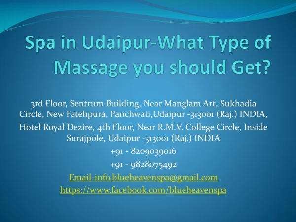 Spa in Udaipur-What Type of Massage you should Get?