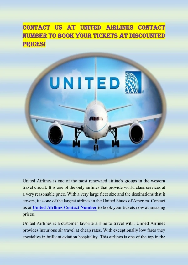 United Airlines Contact Number to book best journey plan