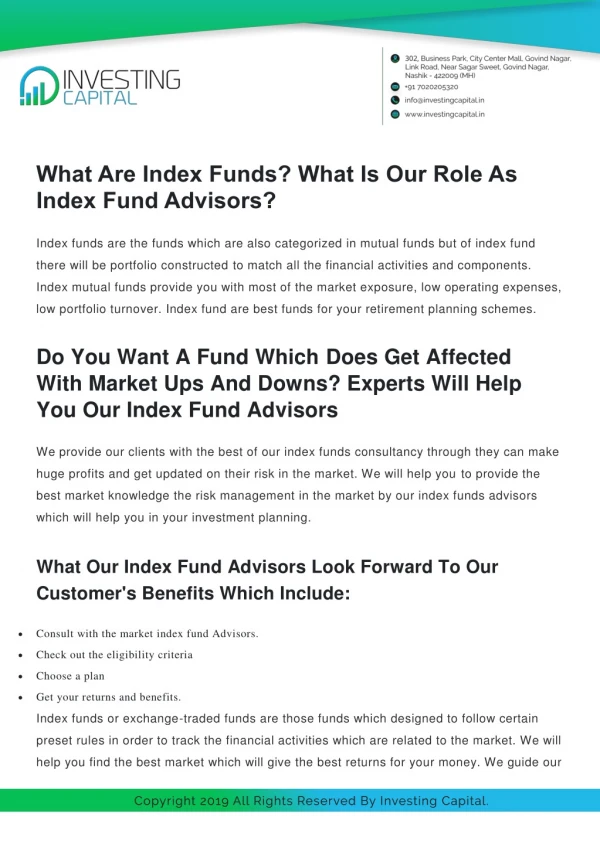 Index Funds Advisor, Planner In Nashik | Index Funds Consultant Near Me