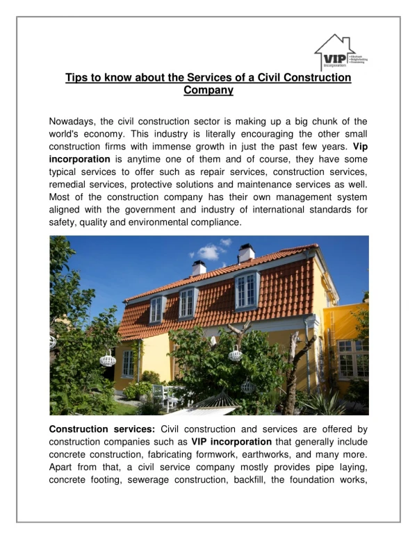 Tips to know about the Services of a Civil Construction Company