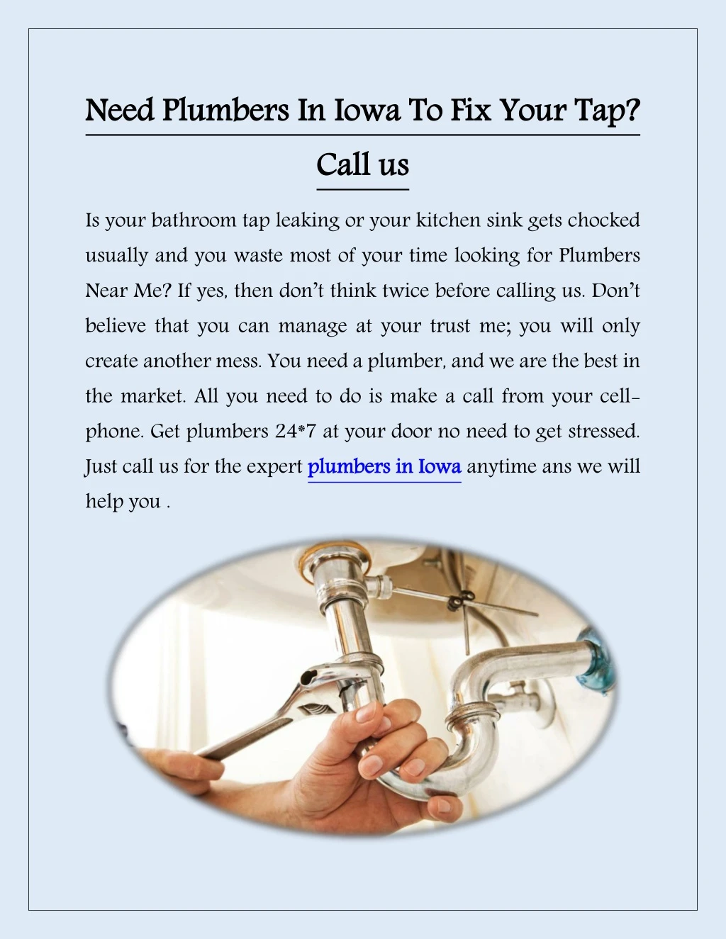 need plumbers