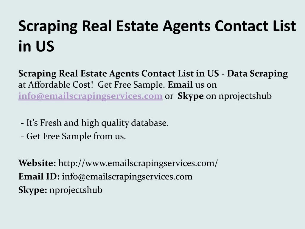 scraping real estate agents contact list in us