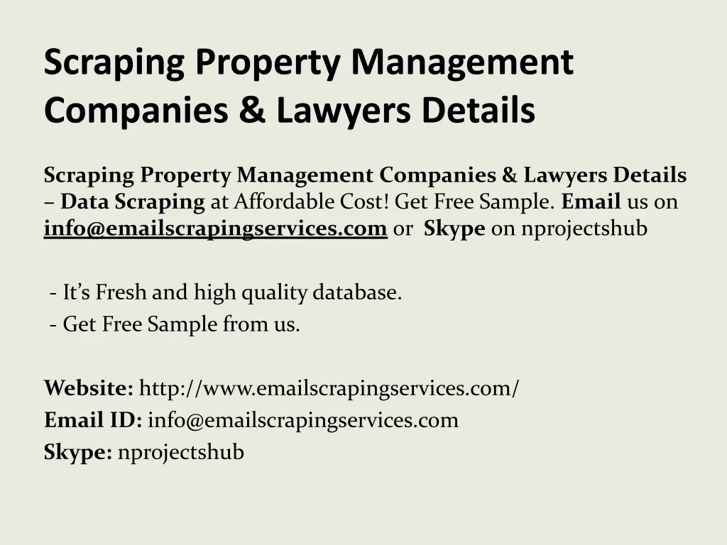 scraping property management companies lawyers details