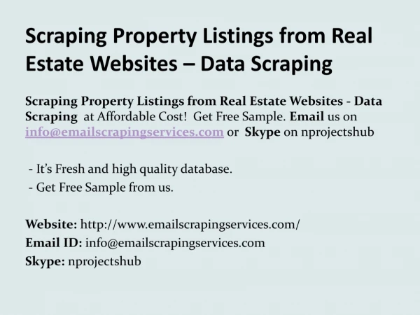 Scraping Property Listings from Real Estate Websites