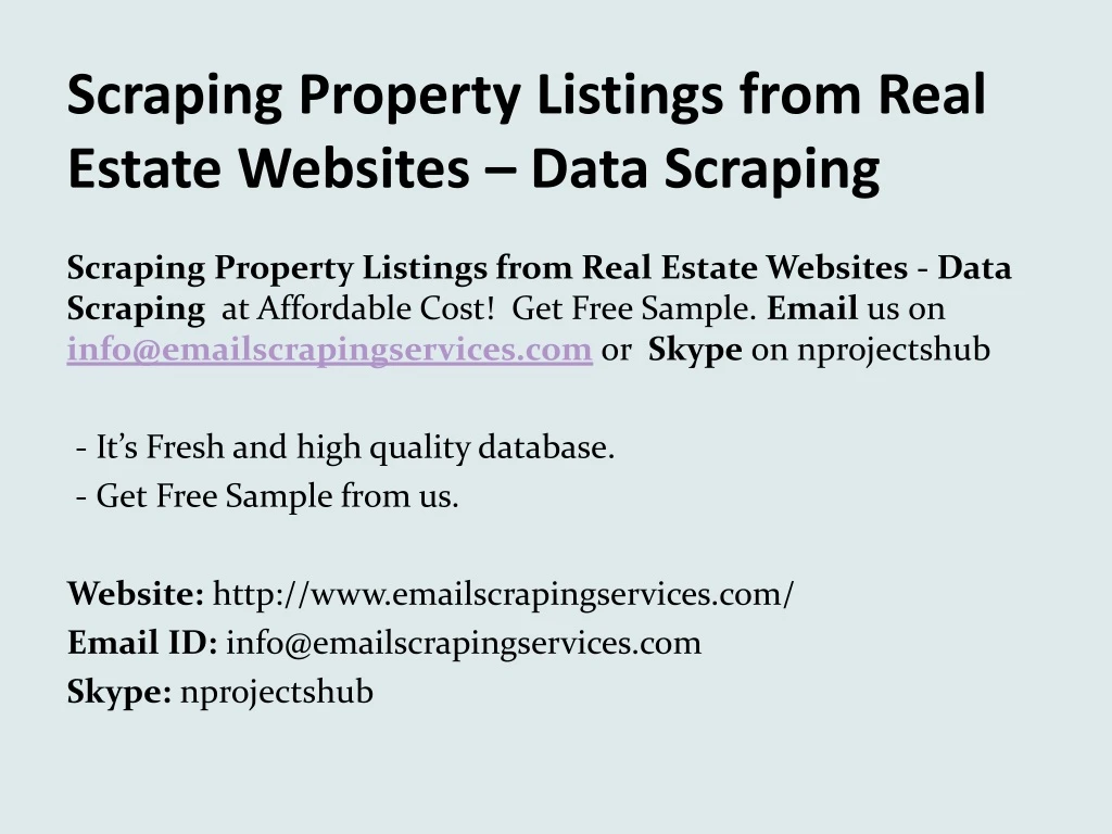scraping property listings from real estate websites data scraping