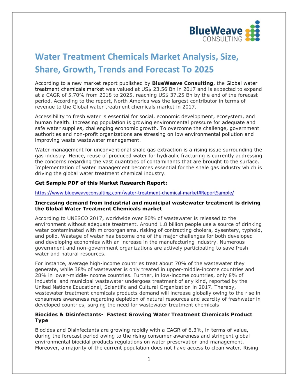 water treatment chemicals market analysis size