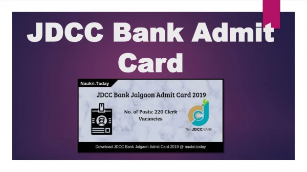 JDCC Bank Jalgaon Admit Card 2019 Download For 220 Clerk Posts