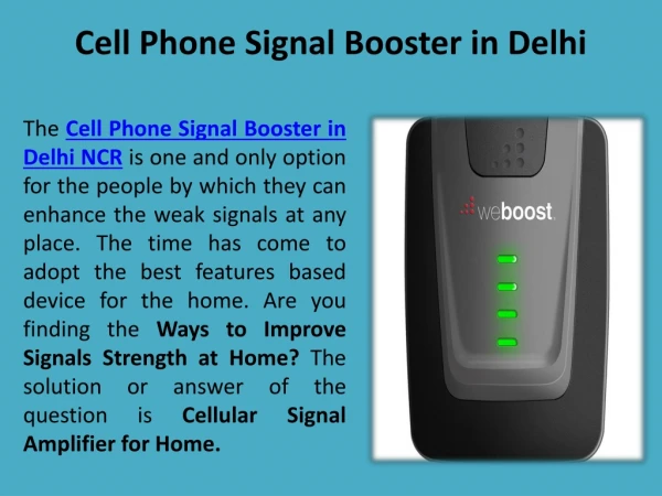 Cell Phone Signal Booster in Delhi