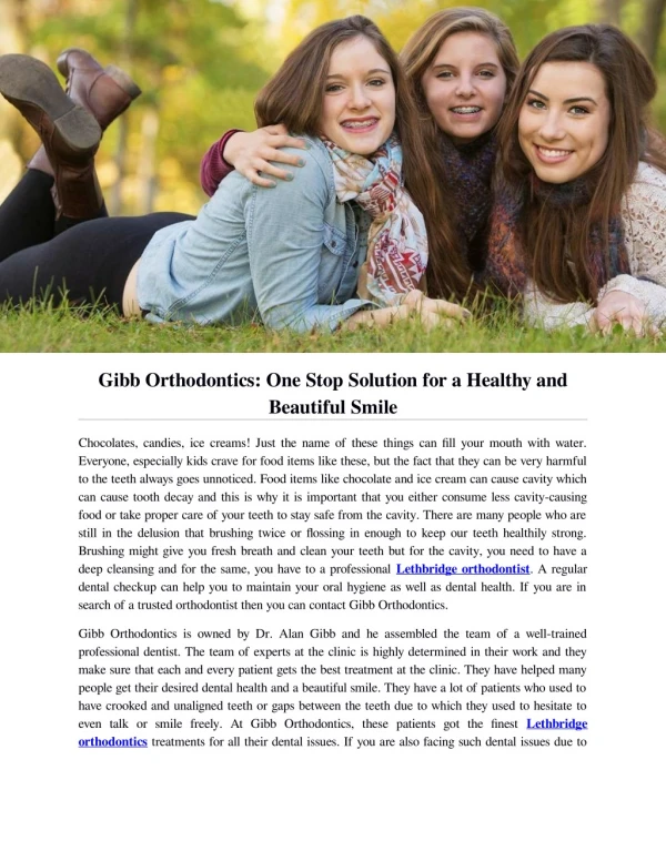 Gibb Orthodontics: One Stop Solution for a Healthy and Beautiful Smile