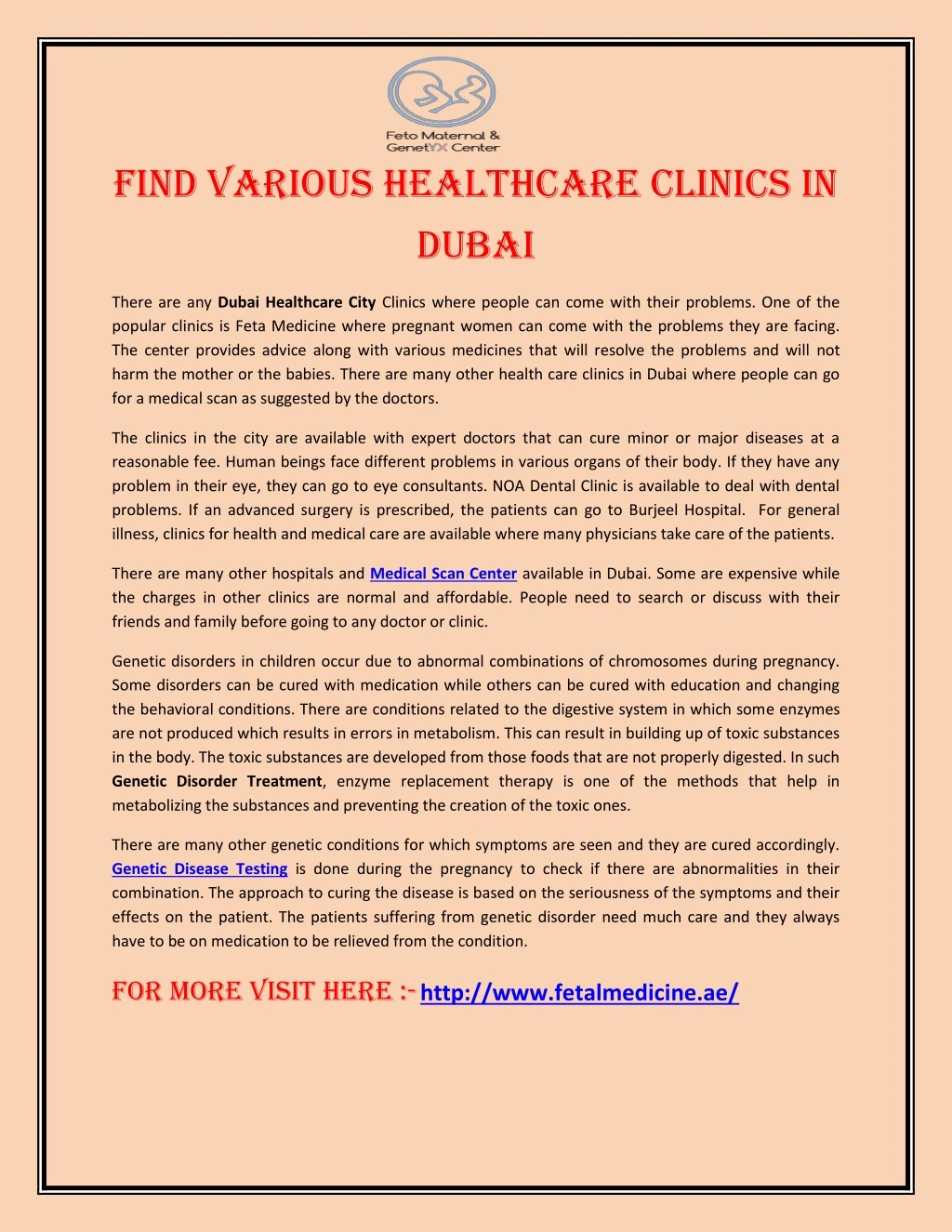 find various healthcare clinics in dubai