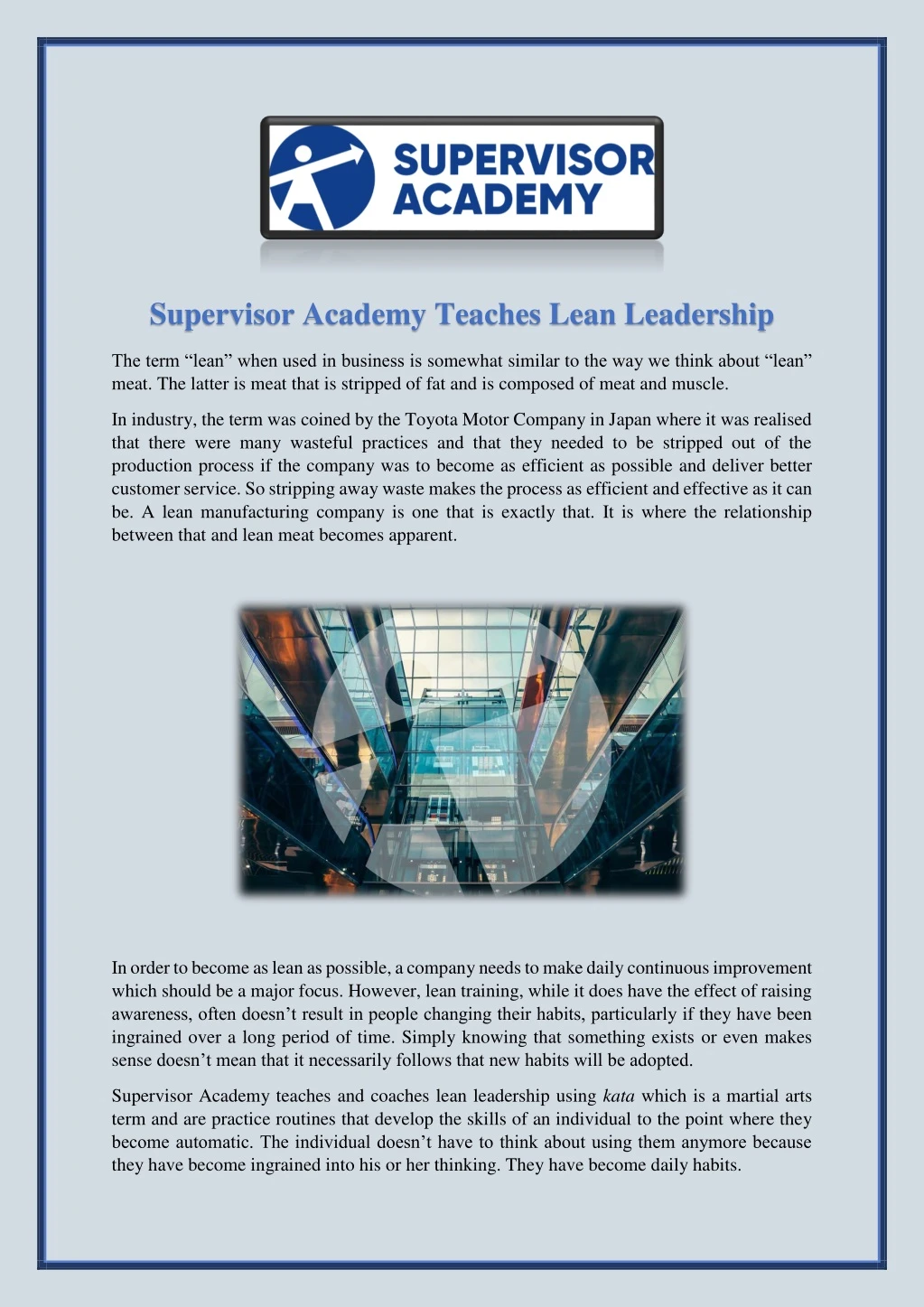supervisor academy teaches lean leadership
