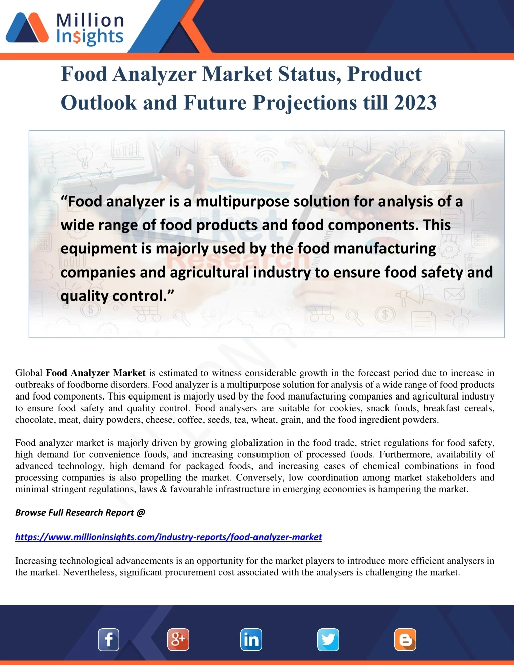 food analyzer market status product outlook