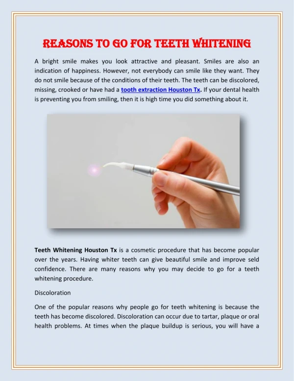 Reasons to Go for Teeth Whitening