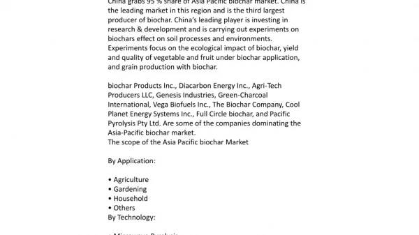 Asia Pacific Biochar Market