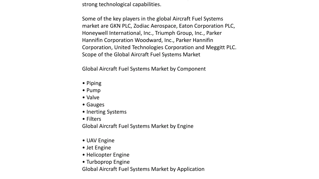 global aircraft fuel systems market was valued