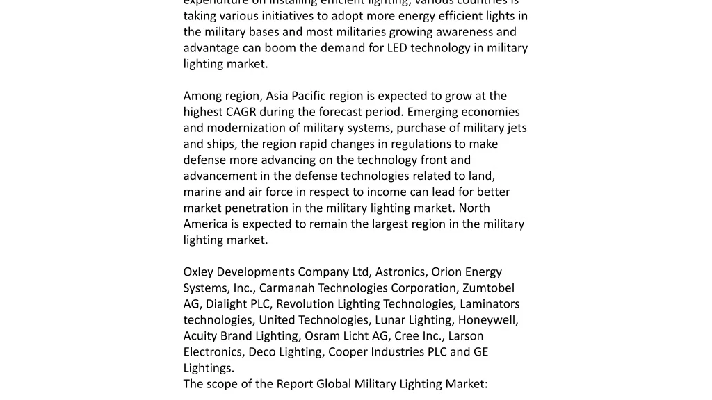 global military lighting market was valued