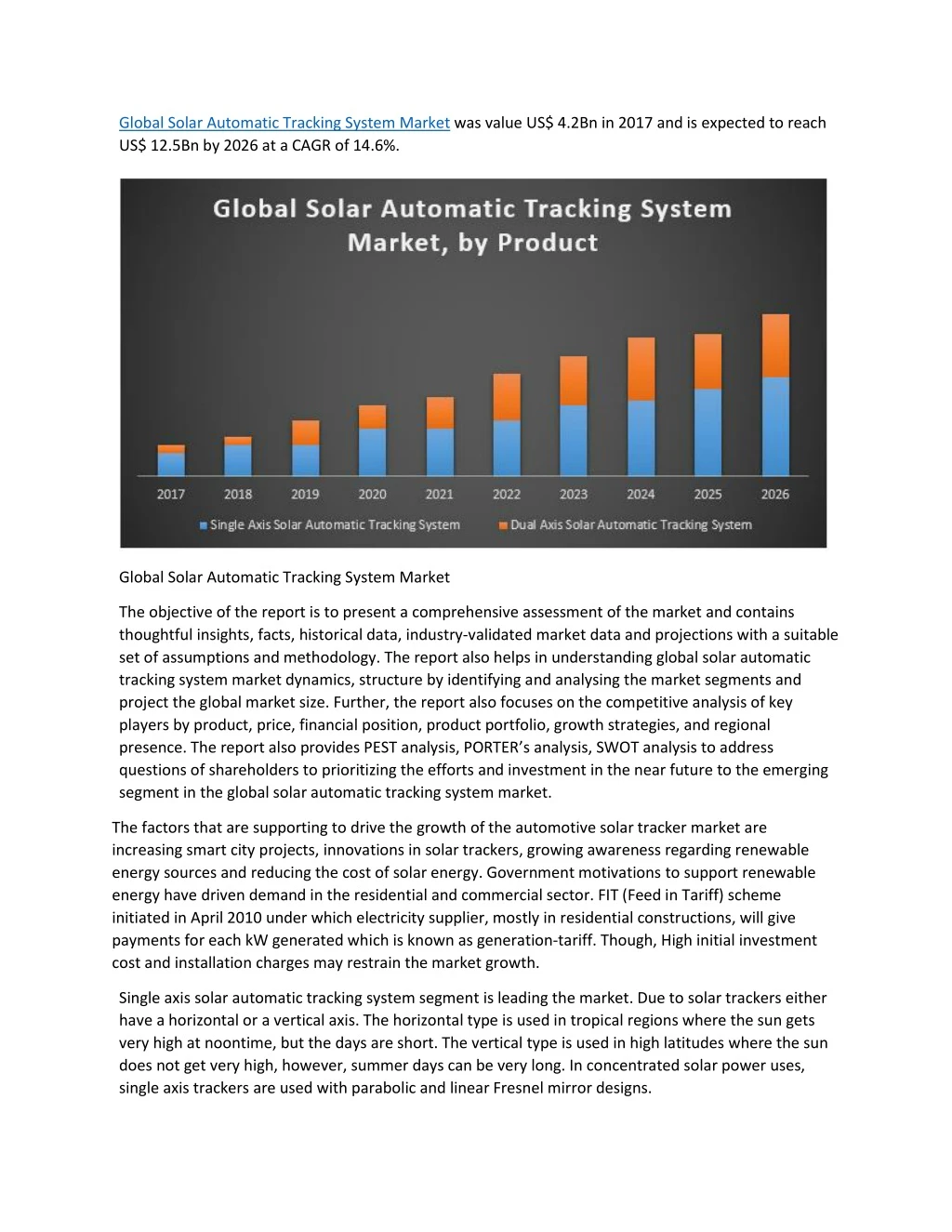 global solar automatic tracking system market