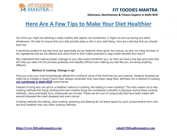 Here Are A Few Tips to Make Your Diet Healthier