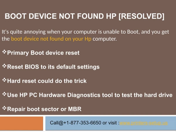 how to fix Boot Device not found Hp [Resolved]