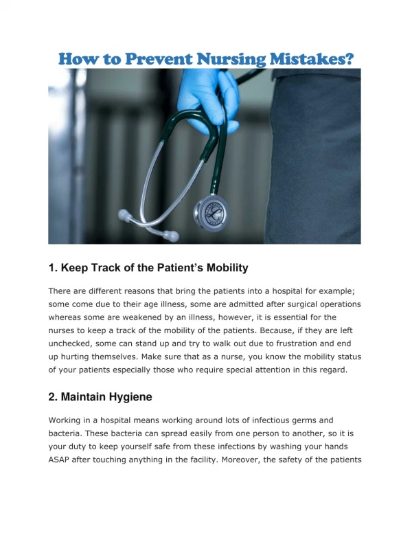 how to prevent nursing mistakes