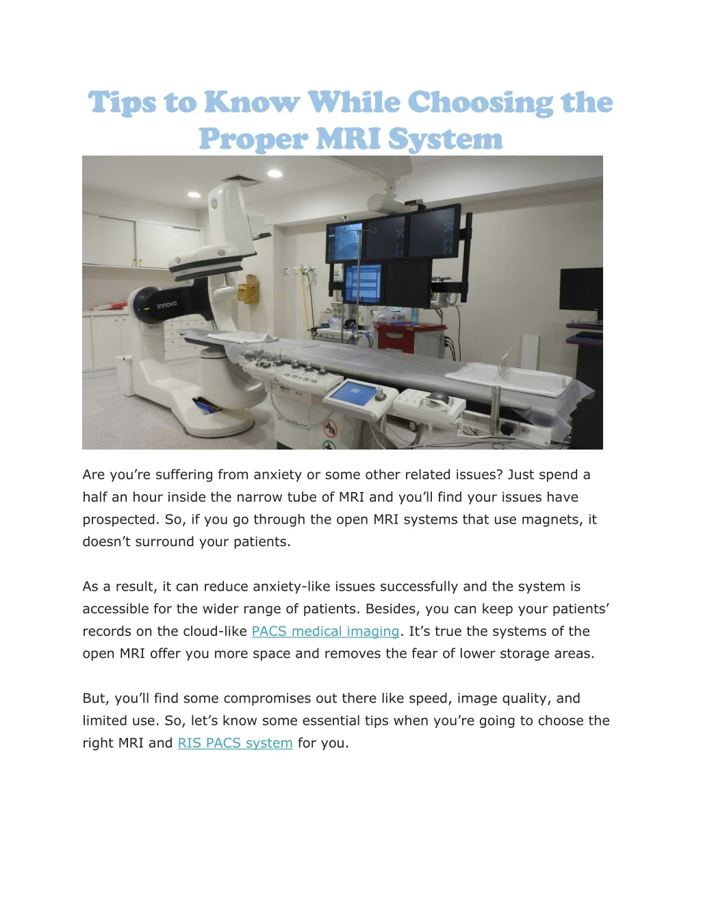 tips to know while choosing the proper mri system