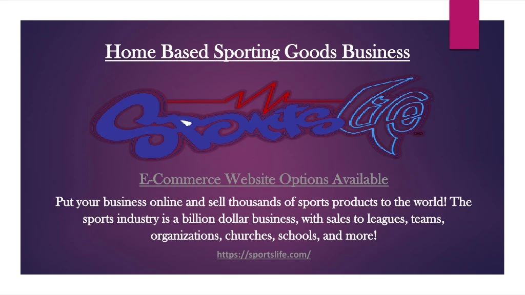 home based sporting goods business