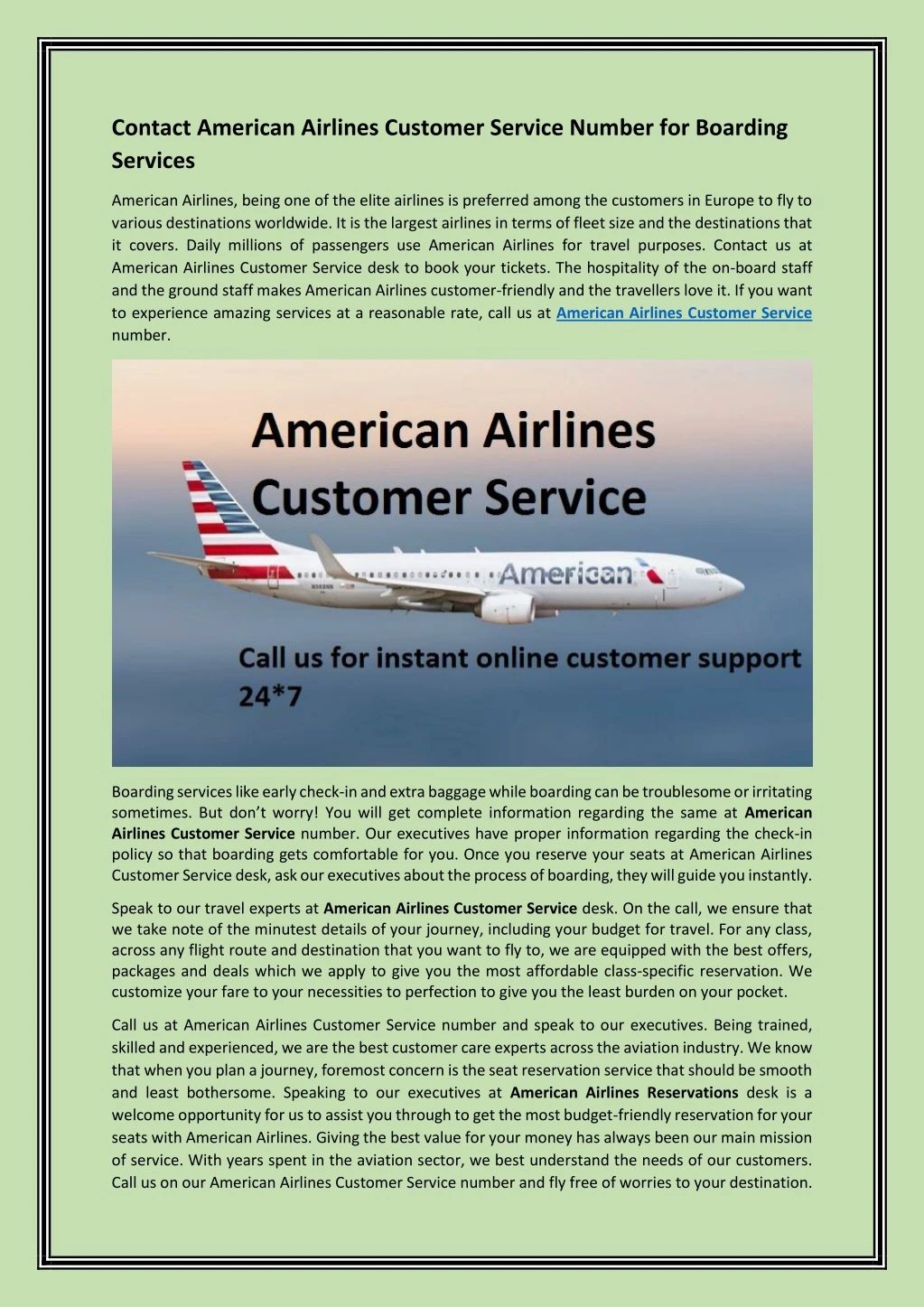 contact american airlines customer service number
