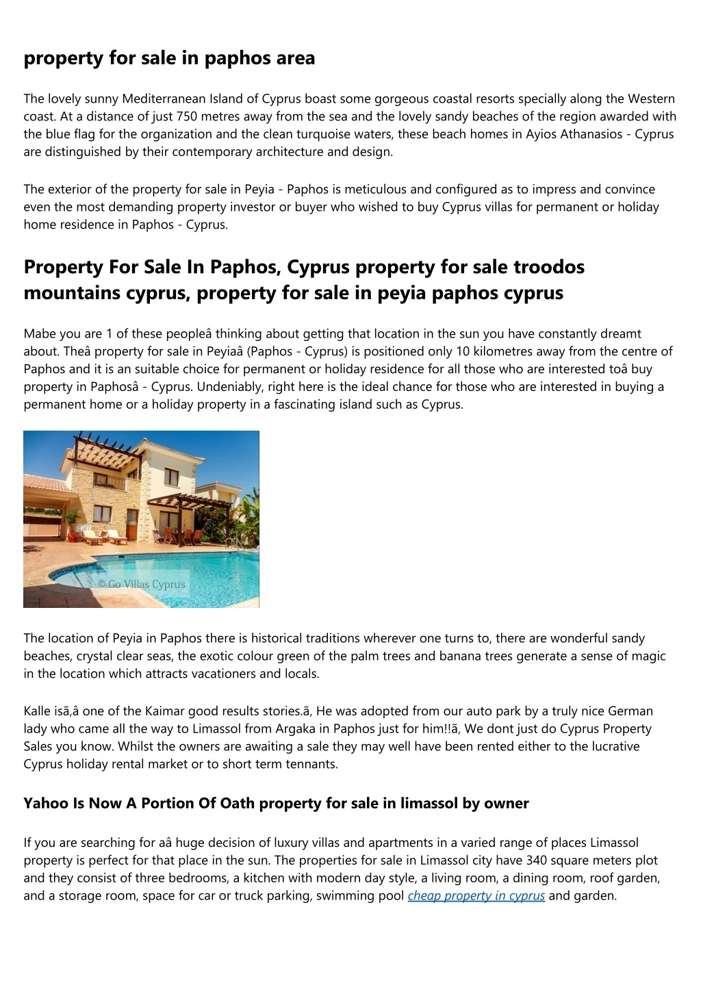 property for sale in paphos area