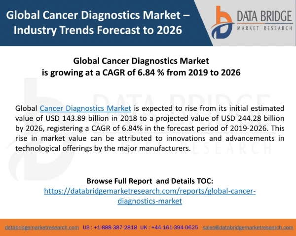 Cancer Diagnostics Market Projected to Show Strong Growth by 2026