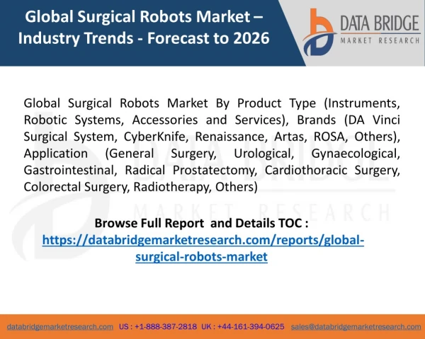 Global Surgical Robots Market Projected to Show Strong Growth by 2026