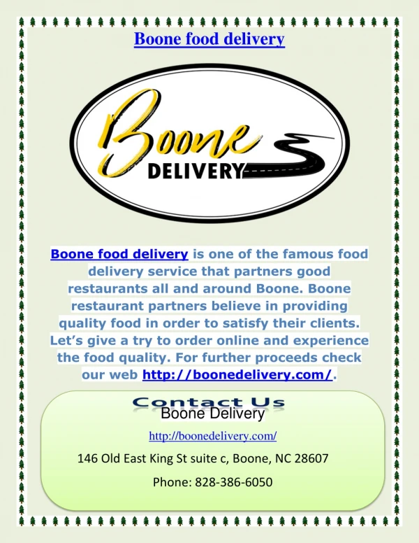 Boone food delivery