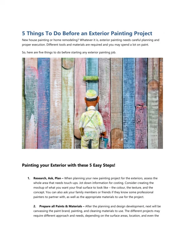 5 Things To Do Before an Exterior Painting Project