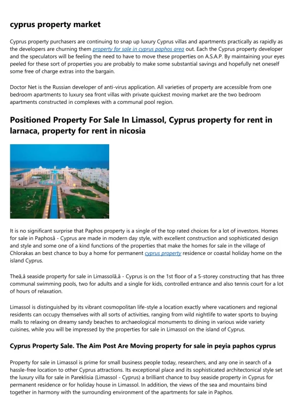 property for sale in cyprus paphos area Direct From Owners