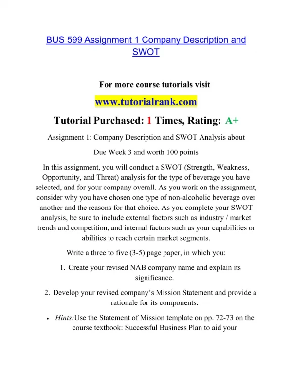 BUS 599 Effective Communication - tutorialrank.com