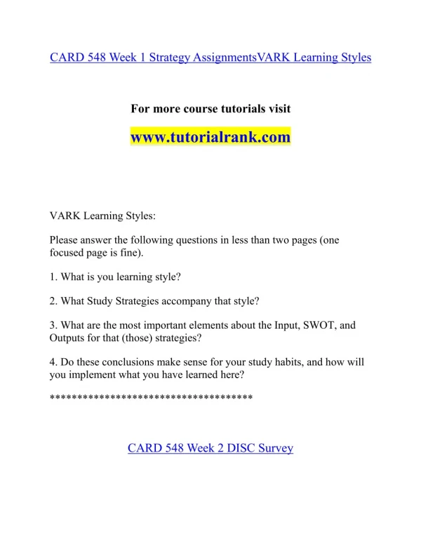 CARD 548 Effective Communication - tutorialrank.com